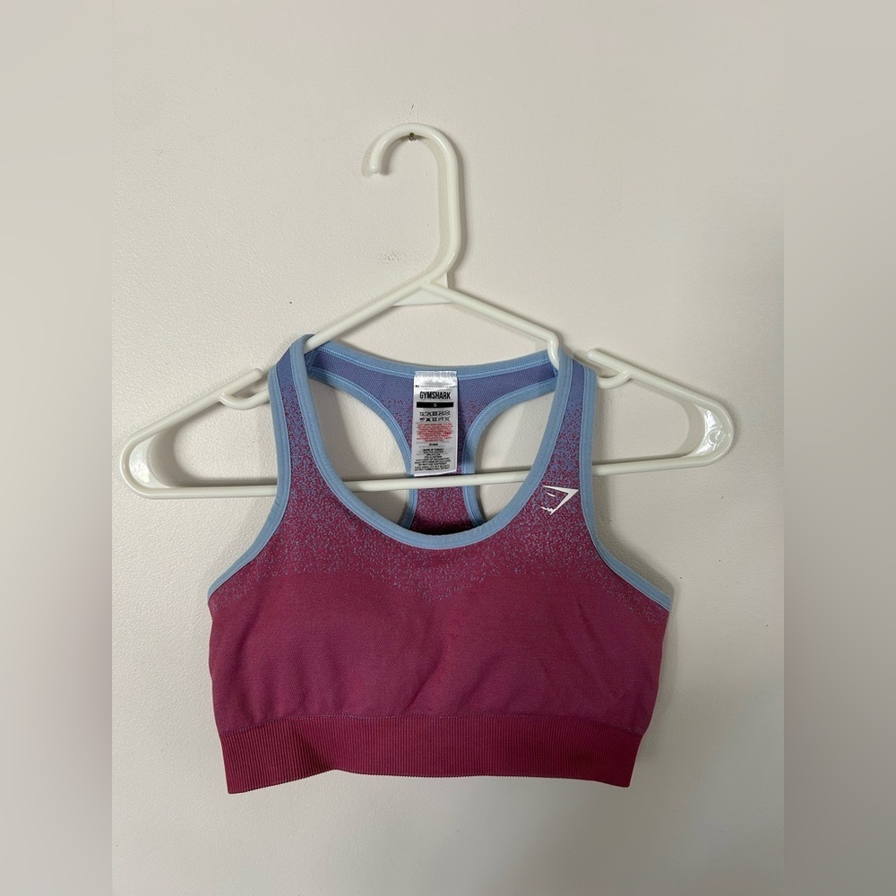 GYMSHARK Women's Adapt Ombre Seamless Sports Bra Rose Pink Blue - Small